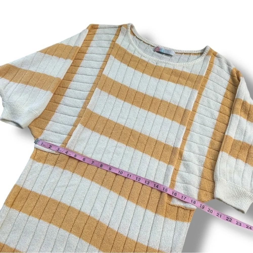 New Free People Beach Mauna Kea Stripe Mini Sweater Dress in Yellow | Large